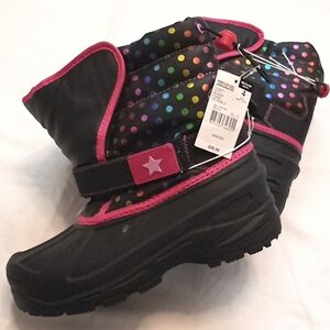 Athletech Kids Black and Pink Rain & Snow Boots
